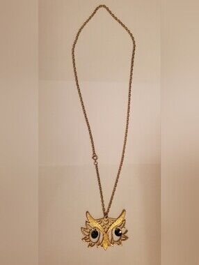 Gold-Tone Articulated Owl Pendant Women’s Necklace - Elegant Gold Chain Pendant